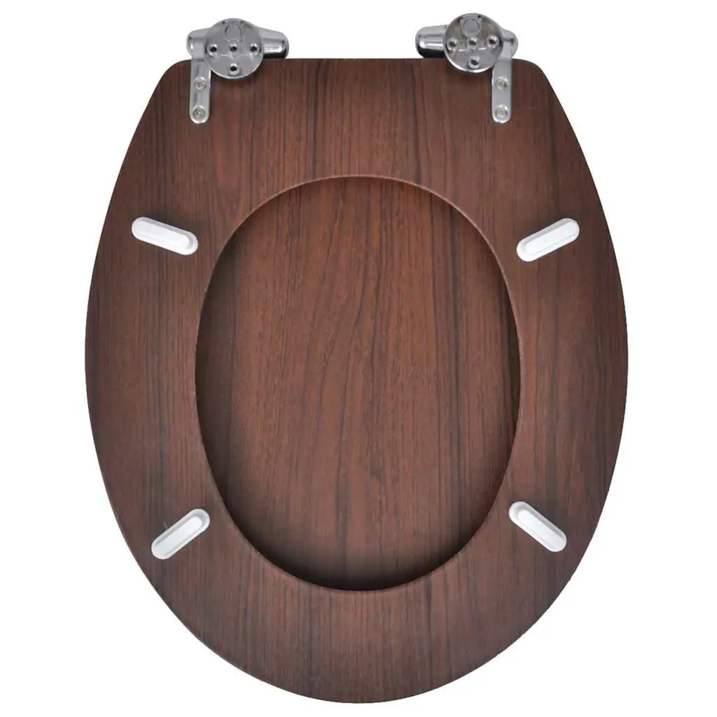 Toilet Seats Brown MDF 2 Pack Soft Close Lids Universal Fit Adjustable Hinges