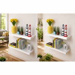 4-Pack of 60 cm White Floating Shelves