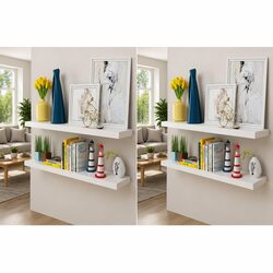 4-Pack White Floating Wall Shelves 100cm
