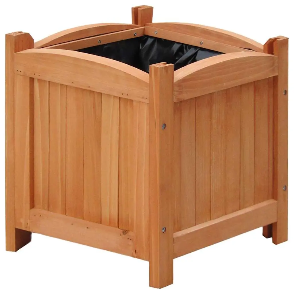 Raised Garden Beds Brown 30cm Weather-resistant Solid Wood Planters 4 Piece Set for Plants Flowers