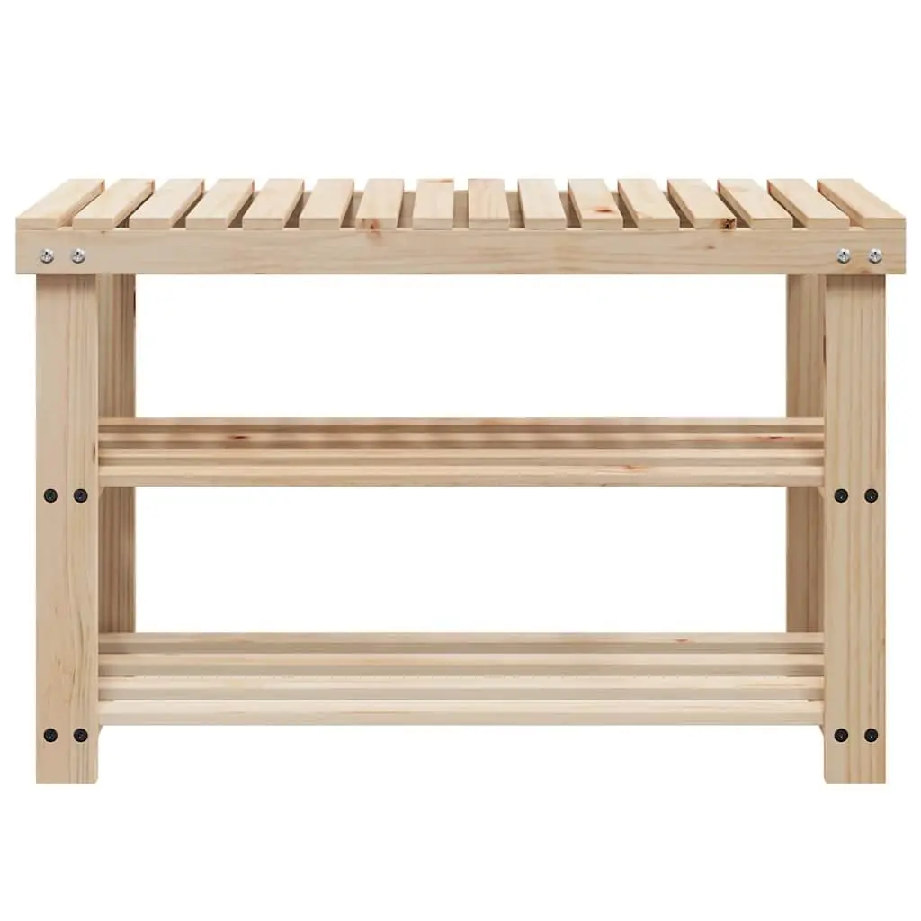 Shoe Rack Brown Solid Wood 2-in-1 Entryway Stand with Bench Seat Storage Organizer