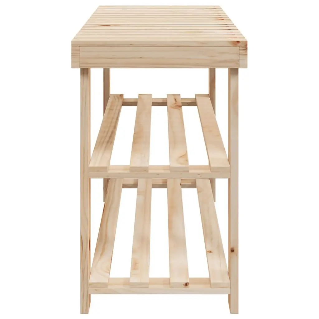 Shoe Rack Brown Solid Wood 2-in-1 Entryway Stand with Bench Seat Storage Organizer