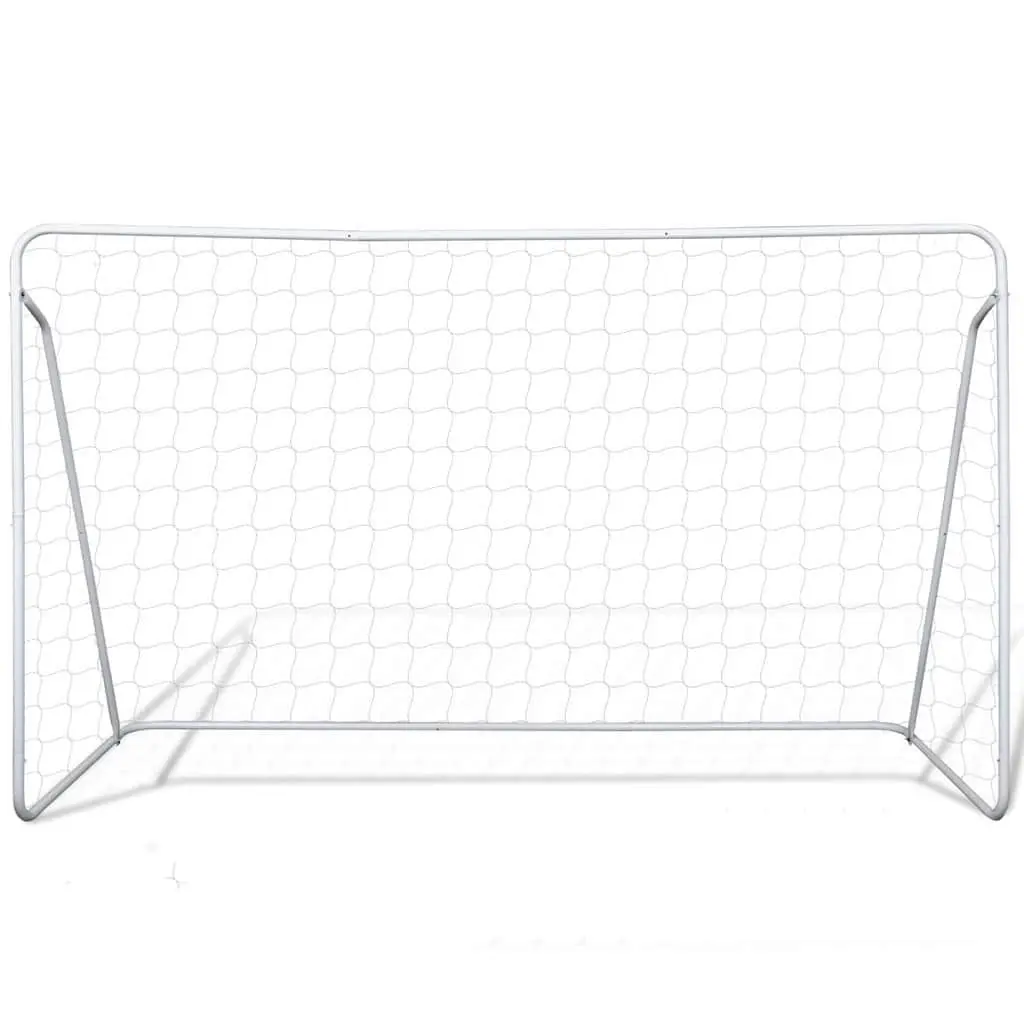 Football Goal Nets White Steel Frame 240x90x150cm Training Competition Set of 2