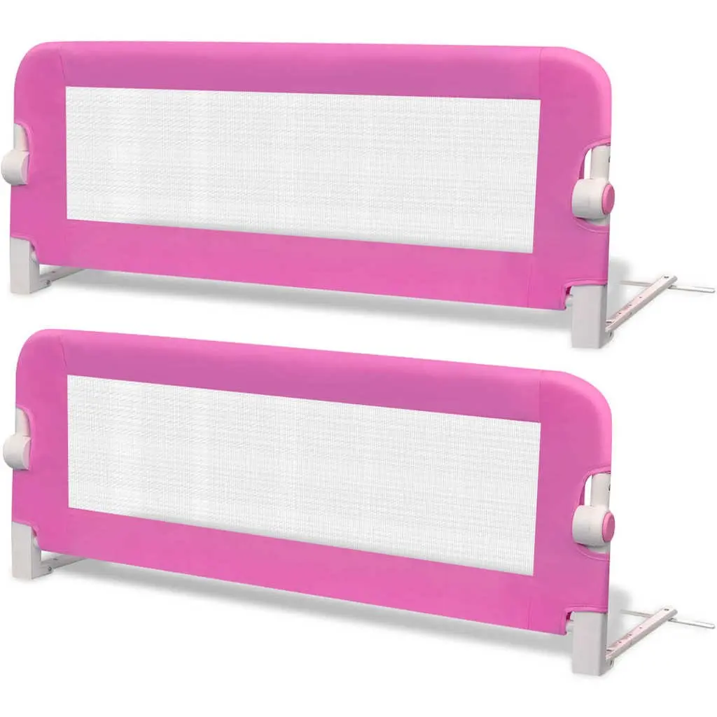 Toddler Safety Bed Rail Pink 102x42 cm Folding Guard Protective Gate 2 pcs