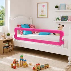 Toddler Safety Bed Rail 2 Pieces Pink 150x42 cm Foldable Protective Guard