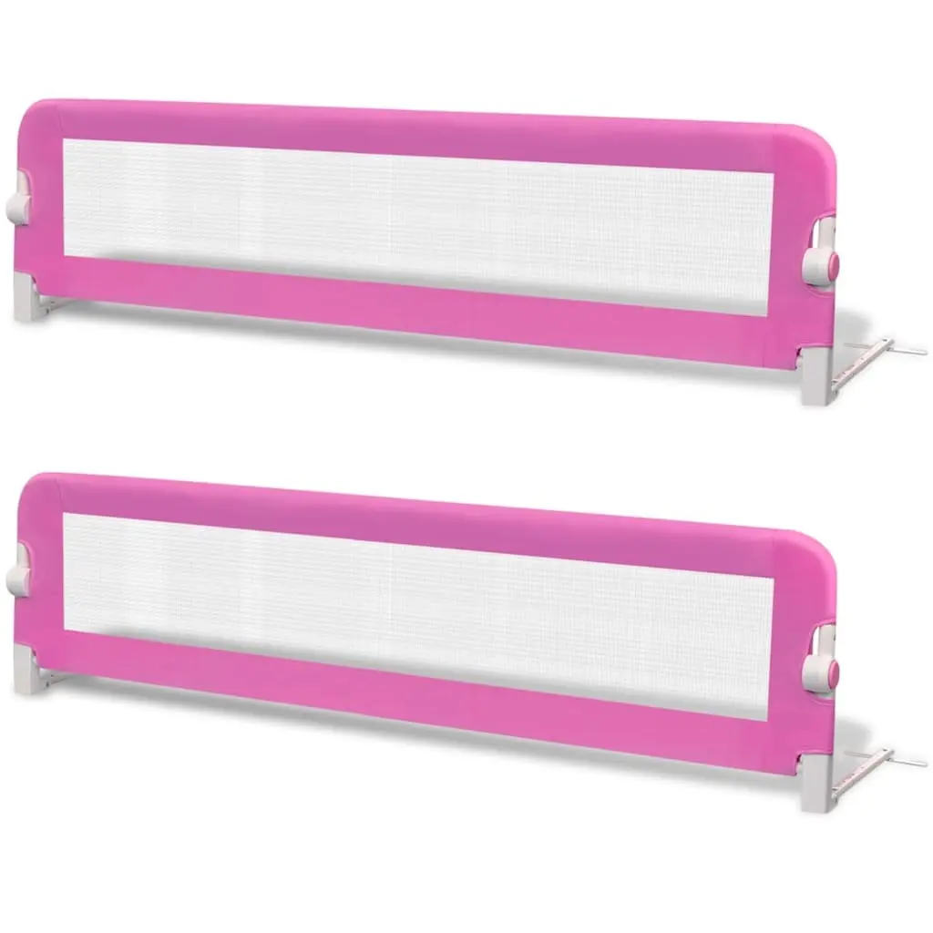Toddler Safety Bed Rail Pink 150x42 cm Foldable Protective Guard 2 Pieces