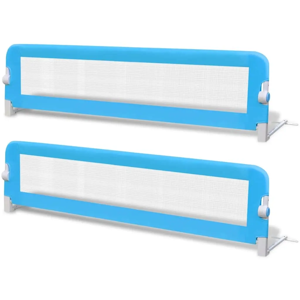 Toddler Safety Bed Rail Blue 150x42 cm Foldable Protective Guard 2 pcs