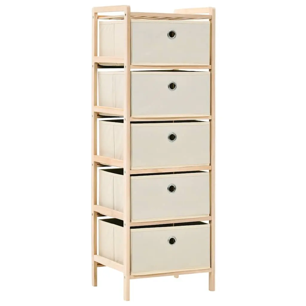 Storage Rack Beige 5 Fabric Baskets Lightweight Wooden Cabinet Organiser 2 Pack