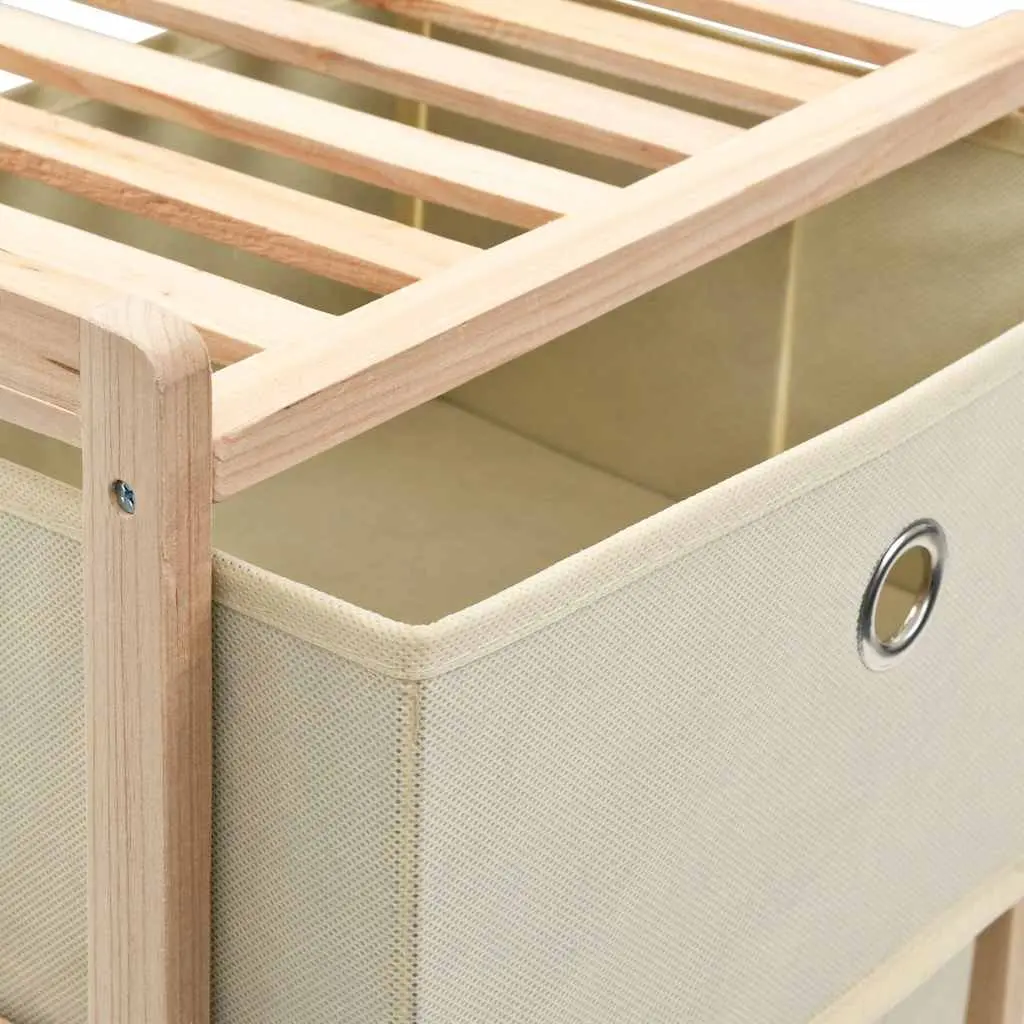 Storage Rack Beige 5 Fabric Baskets Lightweight Wooden Cabinet Organiser 2 Pack