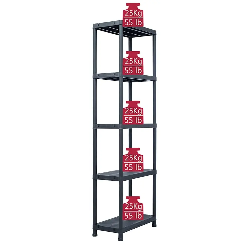 Storage Shelf Racks 2 pcs Black Plastic Shelving Unit Kitchen Bathroom Garage