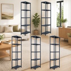 Compact and Sturdy 5 pcs Black Storage Shelf Racks