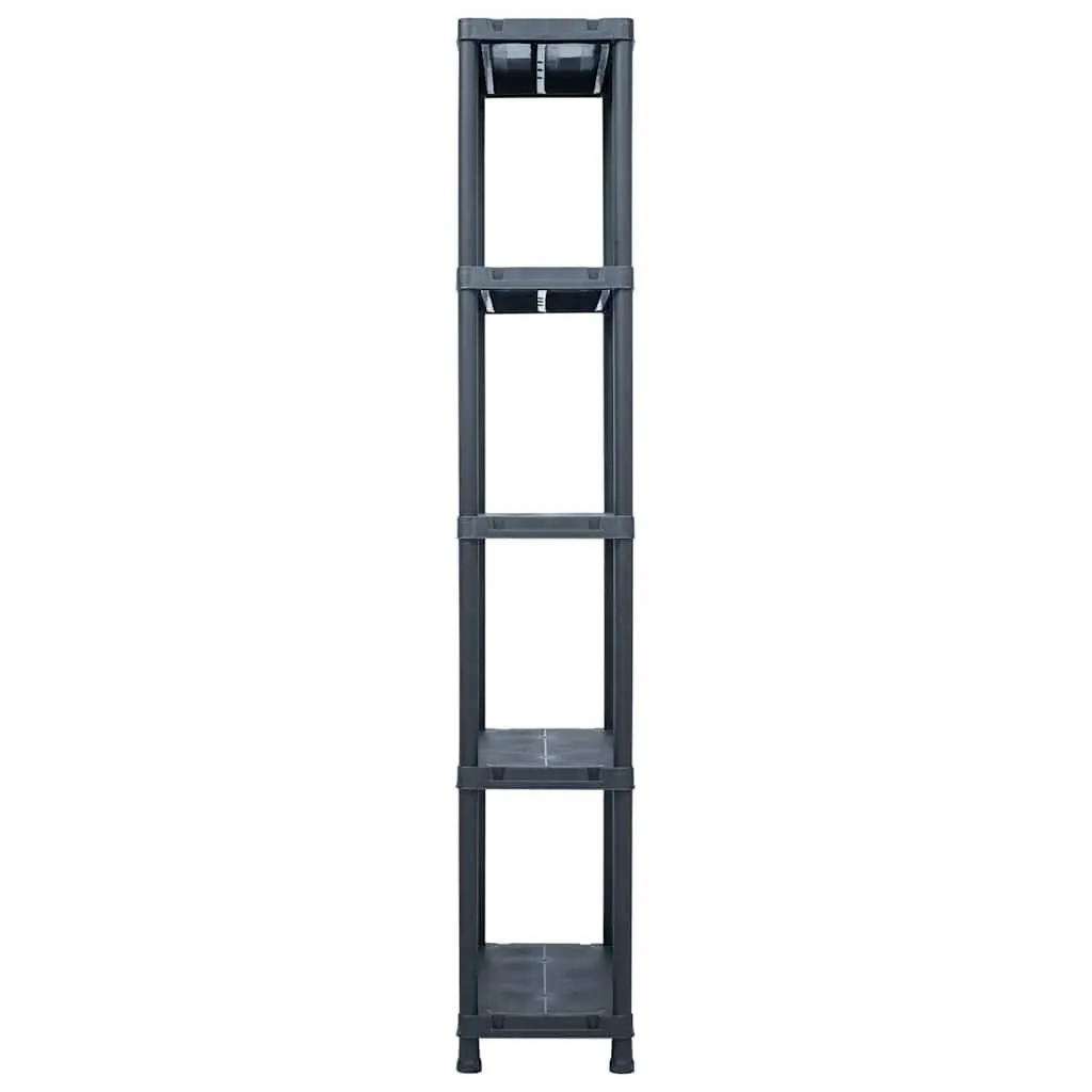 Storage Shelf Racks Black 60x30x180 cm Moisture Resistant Plastic 5 Piece