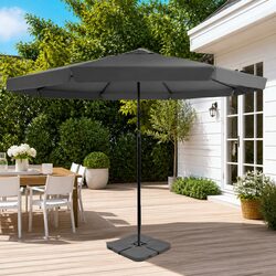 Garden Parasol Outdoor Umbrella UV-Resistant with Portable Base Grey