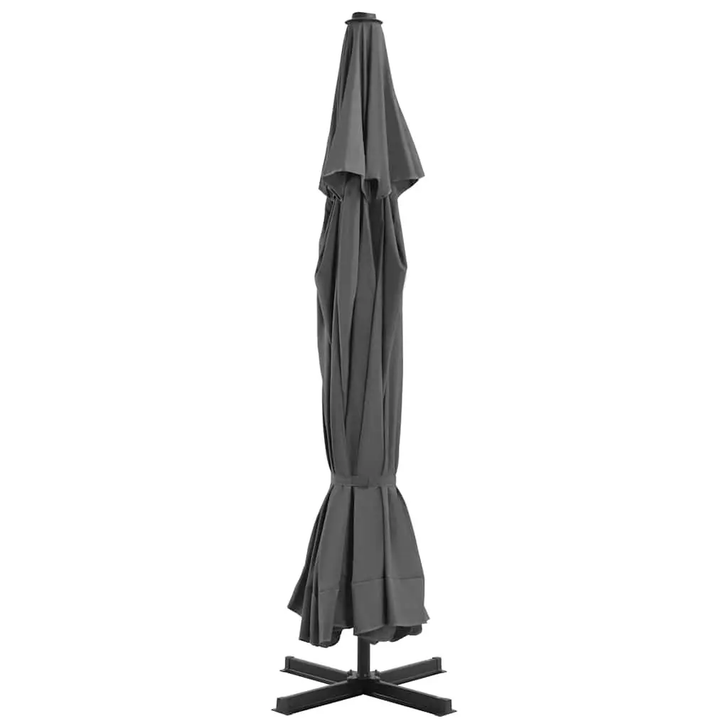 Garden Parasol Grey UV-Resistant Aluminium Frame Easy Open Portable Base