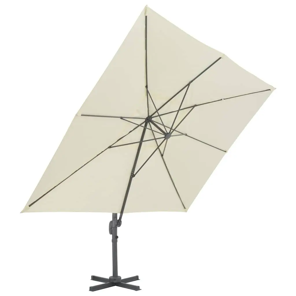 Garden Parasol Beige UV-Resistant Aluminium Frame Tilt Rotate 360-Degree Adjustment