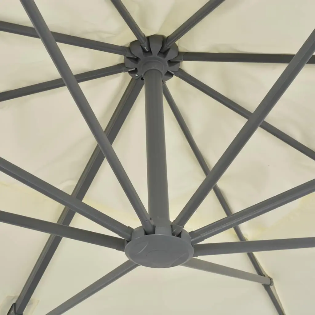 Garden Parasol Beige UV-Resistant Aluminium Frame Tilt Rotate 360-Degree Adjustment