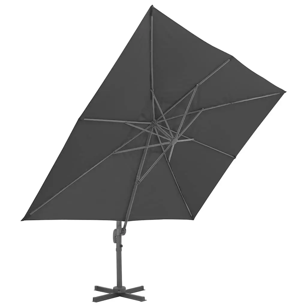 Garden Parasol Grey UV-Resistant Outdoor Umbrella with 360-Degree Tilt and Rotate Portable Base