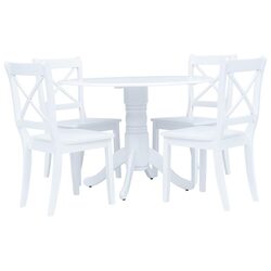 5 Piece Dining Set: White Wooden Table and Chairs for Your Home