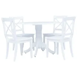 5 Piece Dining Set: White Wooden Table and Chairs for Your Home