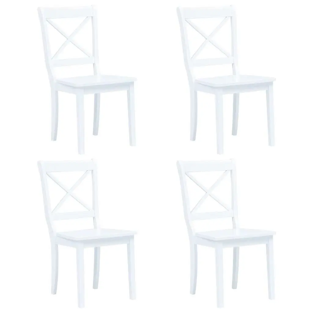 Dining Set White Wooden Table and Four Chairs Kitchen Furniture