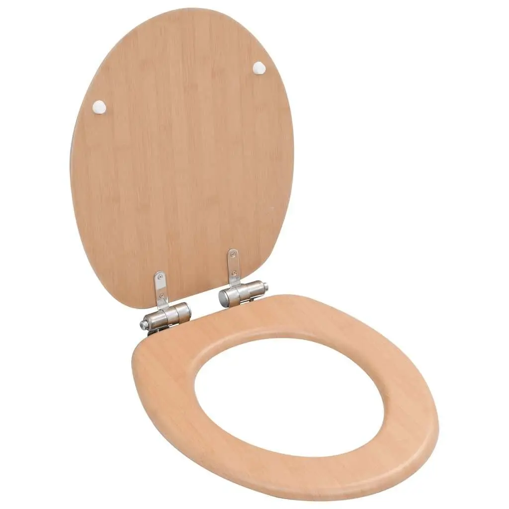 Toilet Seats 2 pcs Soft Close Lids Brown Bamboo Design Easy Install Bathroom