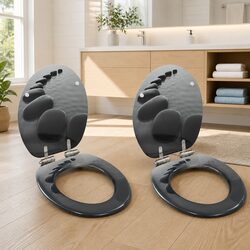 Soft Close Toilet Seats - 2 Pack - Durable Grey Stones
