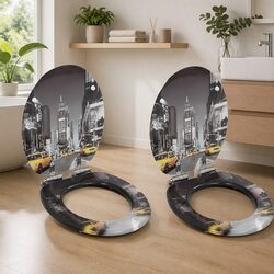 Concise Grey MDF Toilet Seats with Soft Close Lids - 2 Count