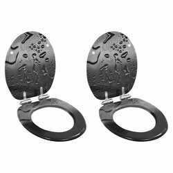 Concise Toilet Seats 2 Pack with Soft Close Lids in Grey