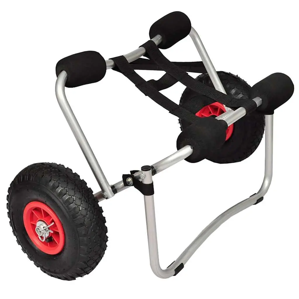 Kayak Trolley Cart Aluminum Frame Foam Bumpers Inflatable Wheels Sand Beach