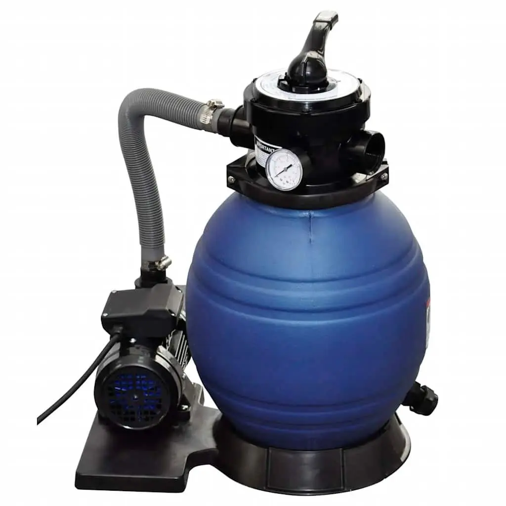 Sand Filter Pump 400W Above Ground Filtration System 11000 L/h Durable Corrosion-Proof with Multiport Valve and Pressure Gauge Set of 2