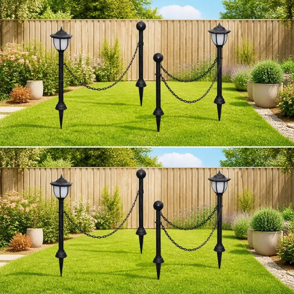 Solar Outdoor Lights Black 4 Piece Durable Plastic Auto On Off Function
