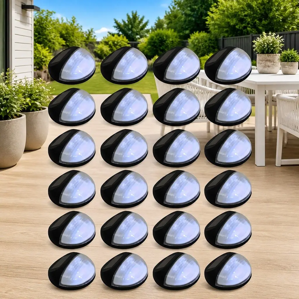 Solar Wall Lamps Black 24 Piece Automatic Dusk to Dawn LED Outdoor Lighting