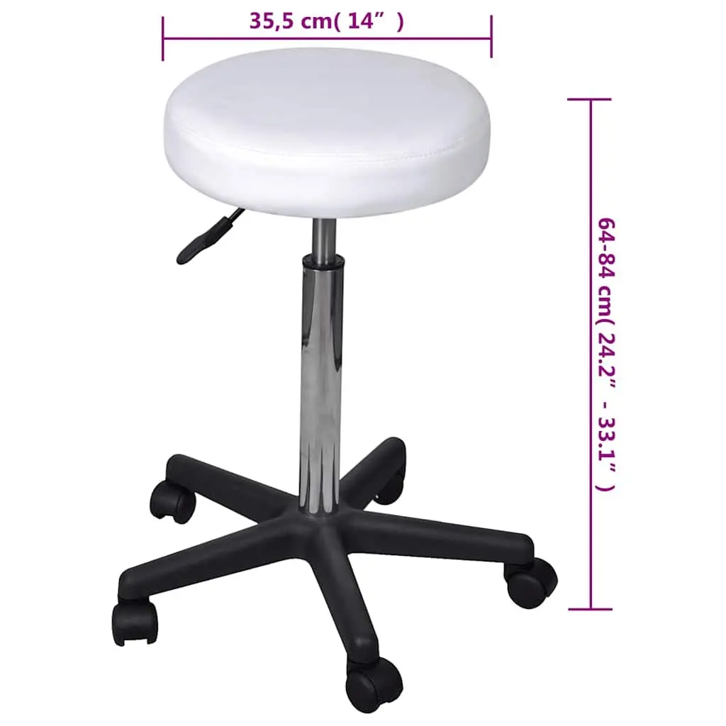 Office Stools White 35.5x84 cm Adjustable Height Gas Lift Castors