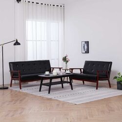 Compact and Stylish 2-Piece Sofa Set in Black