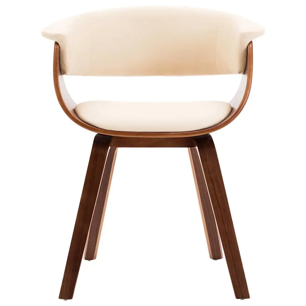 Dining Chairs Cream 6 Piece Bent Wood Frame Faux Leather Upholstered