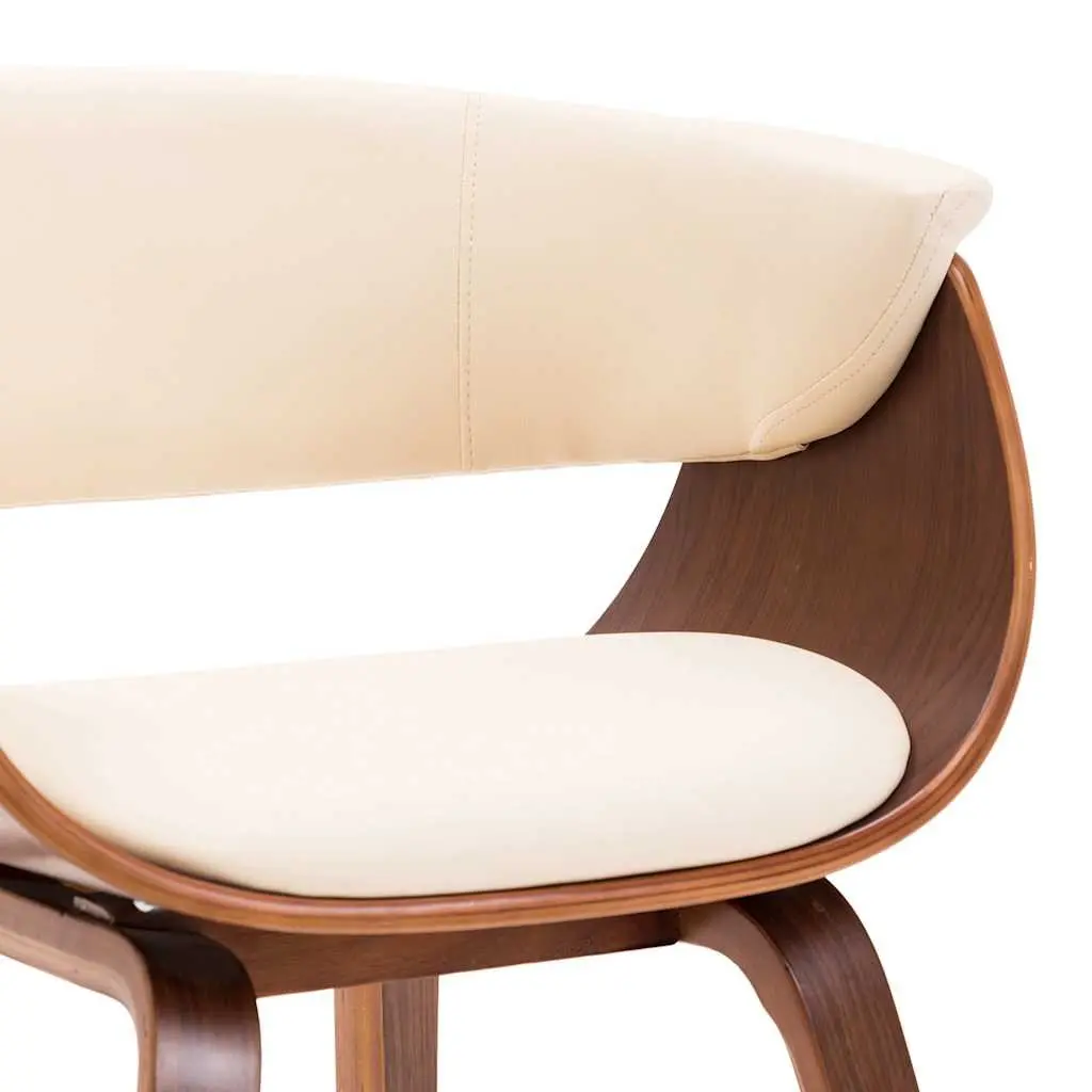 Dining Chairs Cream 6 Piece Bent Wood Frame Faux Leather Upholstered