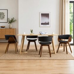 Grey Dining Chairs Set of 4 with Bent Wood Frame