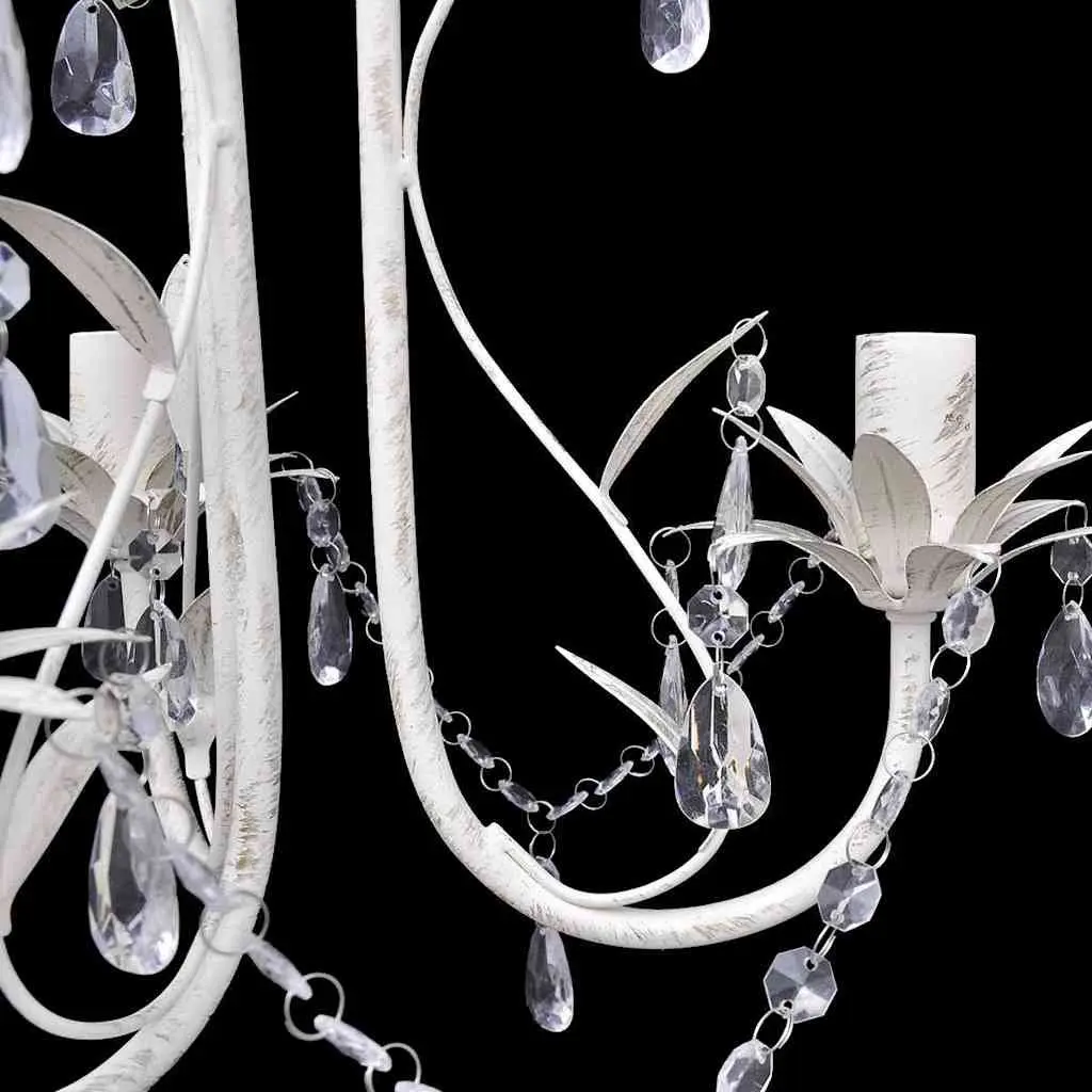 Crystal Pendant Ceiling Lamp Chandelier White Set of 2 Elegant Foyer Dining Room