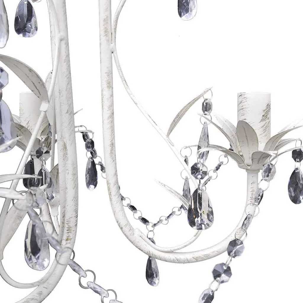 Crystal Pendant Ceiling Lamp Chandelier White Set of 2 Elegant Foyer Dining Room