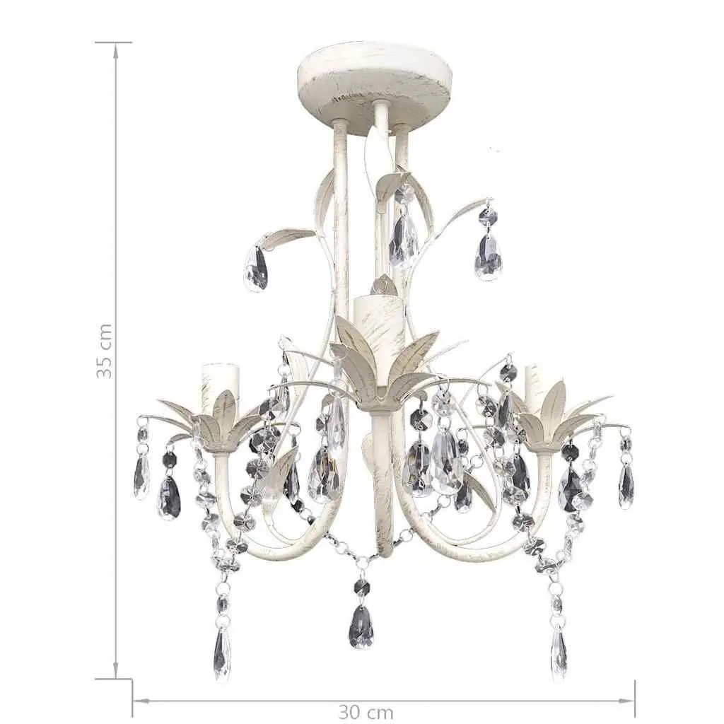 Crystal Pendant Ceiling Lamp Chandelier White Set of 2 Elegant Foyer Dining Room