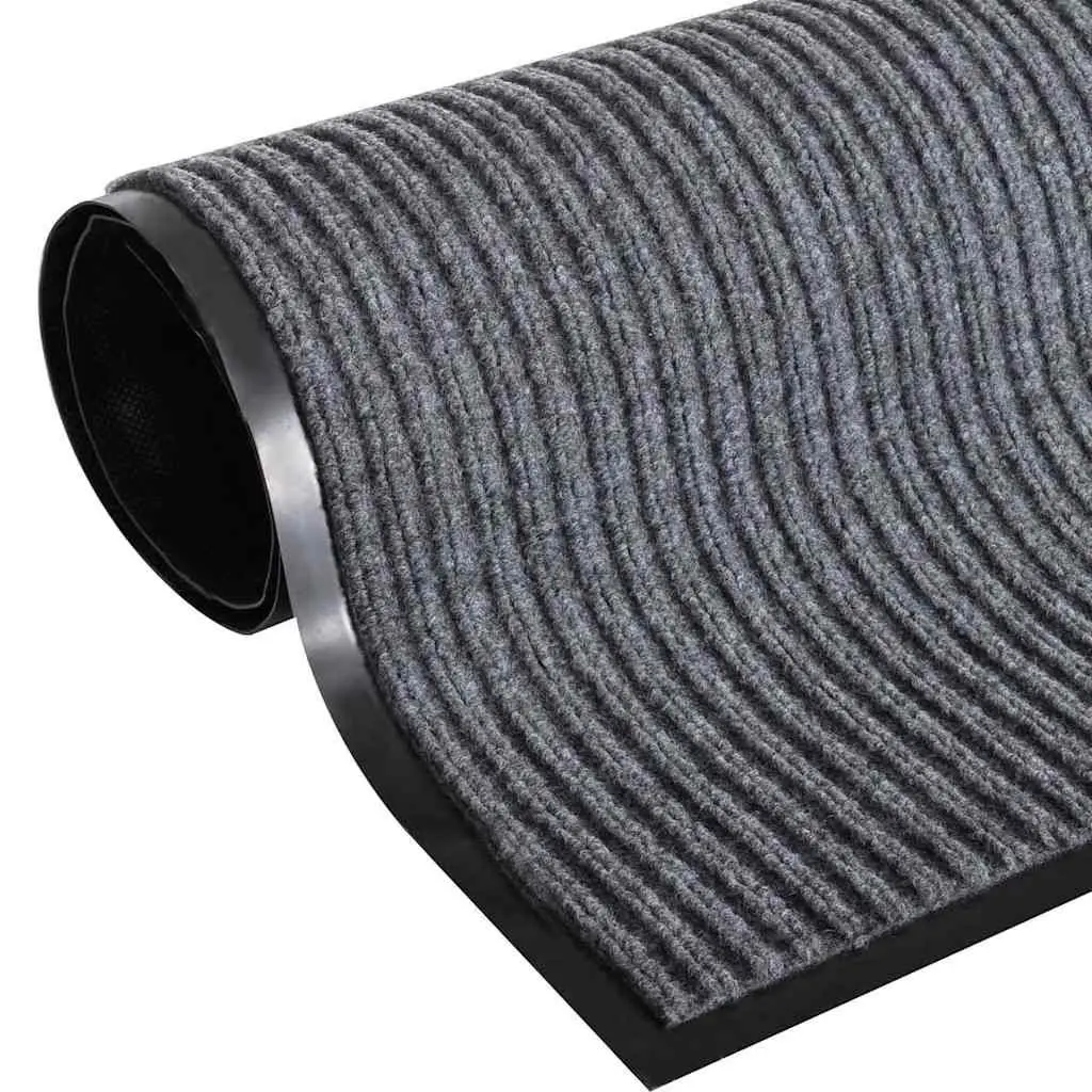 Door Mats Grey 90x60 cm Non-Slip PVC Backing 2 Piece Home Office Entry Mats