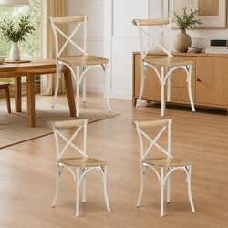 Set of 4 Retro Dining Chairs in White