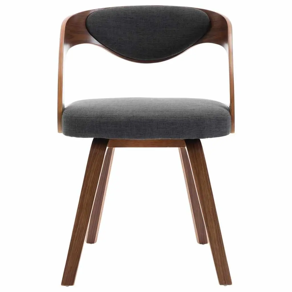 Dining Chairs Grey Fabric Upholstered 4 Piece Bent Wood Frame Kitchen Seating
