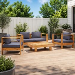 Concise 4-Piece Garden Lounge Set – Stylish and Functional