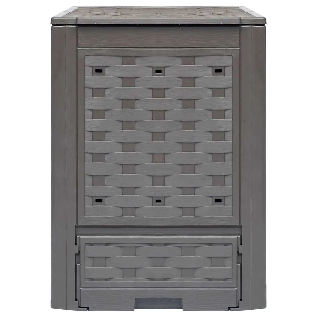 Garden Composters Brown 60x60x83 cm Rattan Look Split Lids Ventilation Holes 3 Piece Set