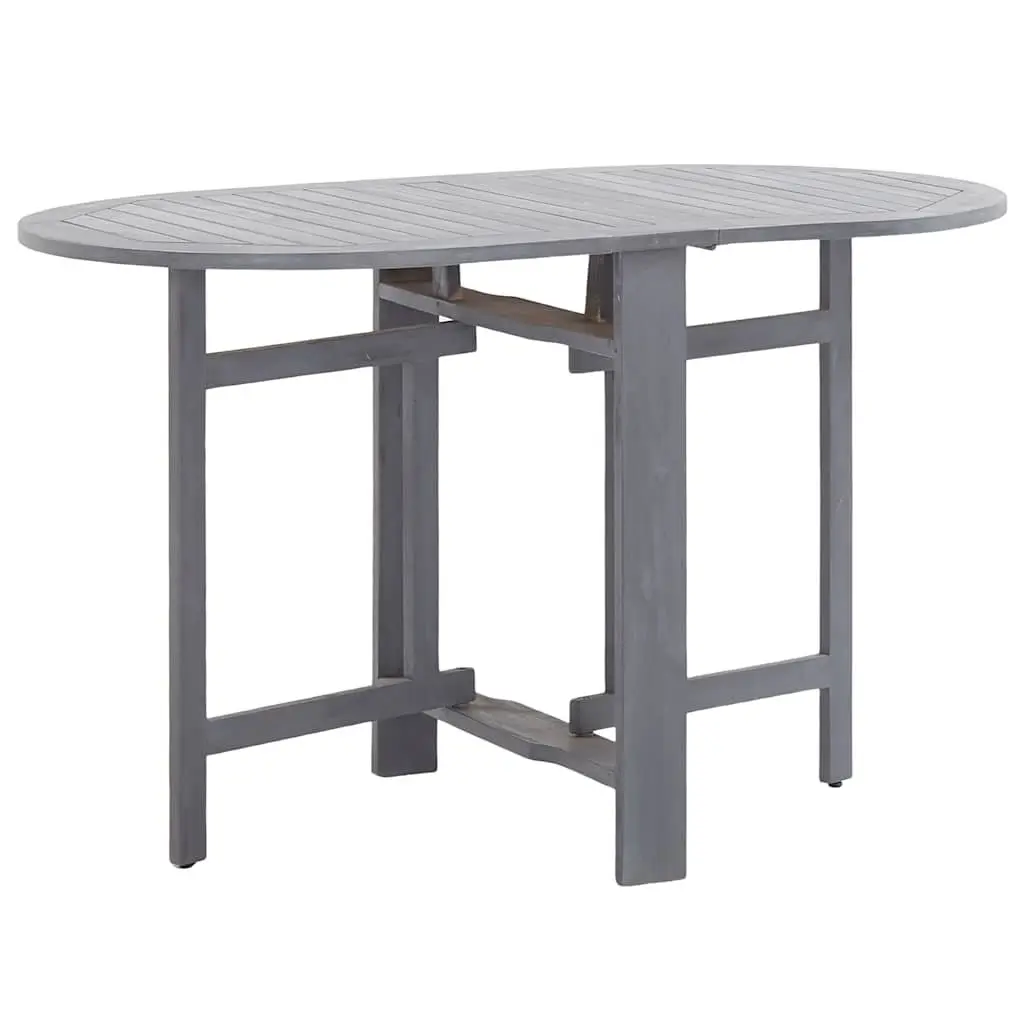 5 Piece Outdoor Dining Set Solid Wood Folding Table Chairs Grey Garden Furniture