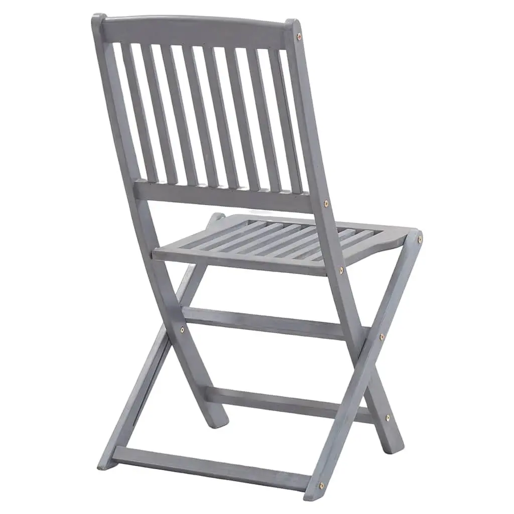 5 Piece Outdoor Dining Set Solid Wood Folding Table Chairs Grey Garden Furniture
