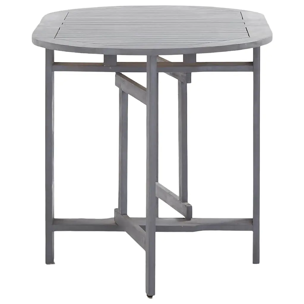 5 Piece Outdoor Dining Set Solid Wood Folding Table Chairs Grey Garden Furniture