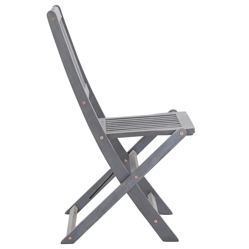 5 Piece Outdoor Dining Set Solid Wood Folding Table Chairs Grey Garden Furniture