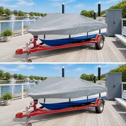 Boat Storage Covers 2 Pack Grey 427-488cm Length Heavy Duty Mooring Protection